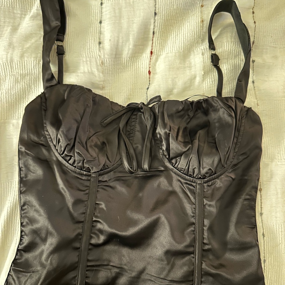Black Satin Corset Top